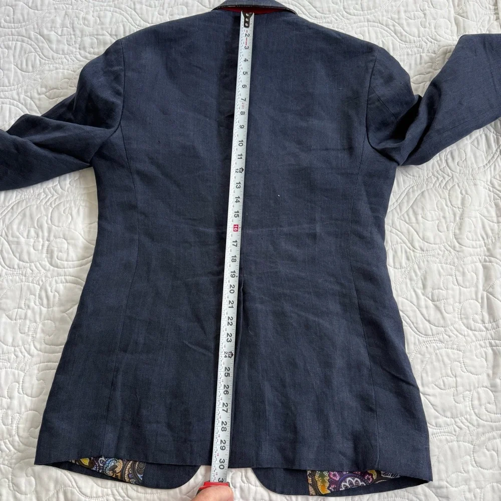 Robert Graham 100% Linen Navy Paisley Lining Detailed Blazer Men's‎ 40 EUC